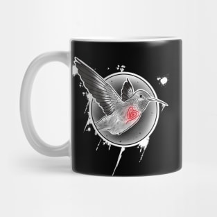 Flying humming bird with red heart Mug